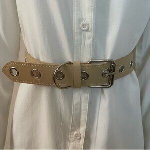 Beige PU leather belt